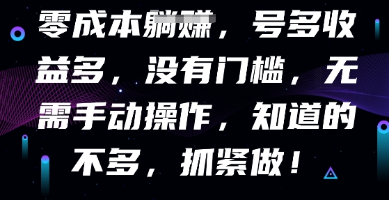 零成本全自动，号多收益多，没有门槛，无需手动-蓝天网创