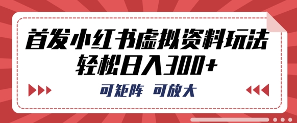 首发小红书虚拟资料玩法，可矩阵，可放大，轻松日入3张-蓝天网创