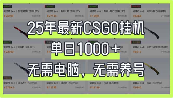 （14178期）25年最新CSGO挂机系统，单日1000+，无需电脑，无需养号，0基础可上手-蓝天网创