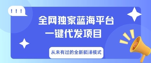 全网独家蓝海平台一键代发项目，从未有过的全新躺Z模式-蓝天网创