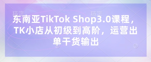 东南亚TikTok Shop3.0课程，TK小店​从初级到高阶，运营出单干货输出-蓝天网创