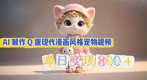 AI制作Q版现代漫画风格宠物视频，单日变现几张-蓝天网创