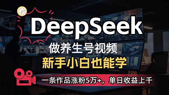 （14199期）小白用DeepSeek做养生号，一条作品涨粉5万+，单日收益上千-蓝天网创