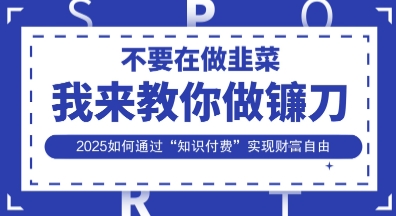 韭菜生涯终结者，我来教你做镰刀，2025如何通过“知识付费”实现财F自由【揭秘】-蓝天网创